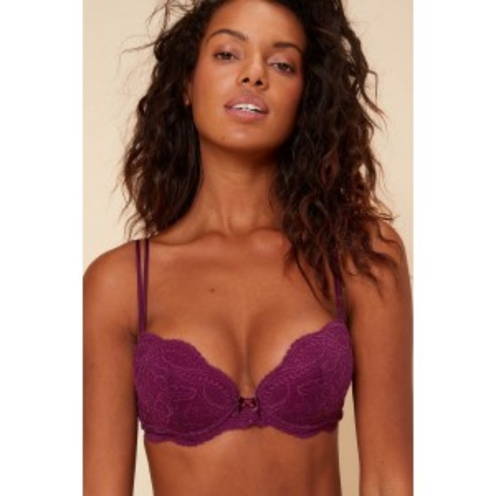 NWOT Simone Pérèle 12E340 Chic Purple Maroon Push-Up Lace Bra